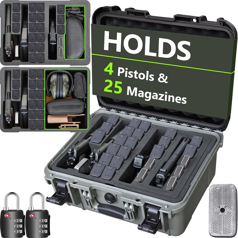Turokacase TSA Approved Pistol Gun Case for Multiple Handguns – Hard Shell Waterproof & Dustproof Travel Case with Pre-Cut Foam and 2 TSA Locks for Range & Safe Storage - Image 1